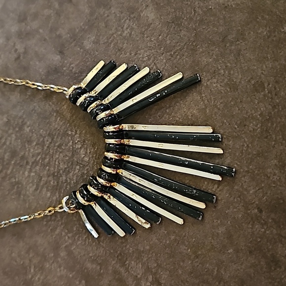 Vintage Two-tone Rhinestone Spike Bib Necklace - Picture 6 of 6